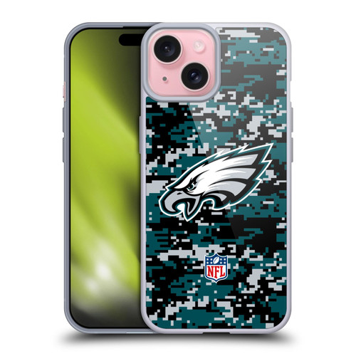 NFL Philadelphia Eagles Graphics Digital Camouflage Soft Gel Case for Apple iPhone 15