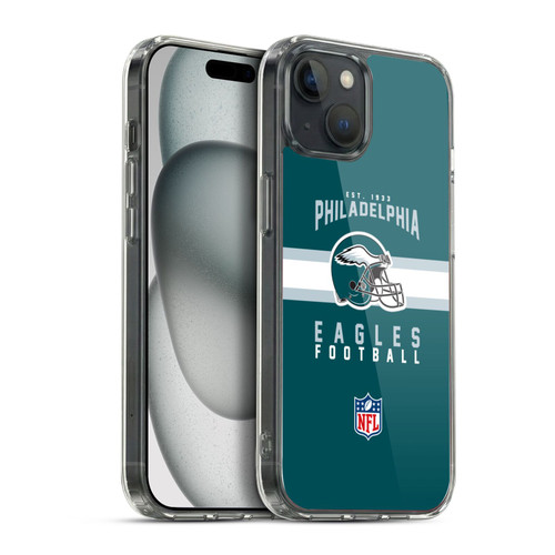NFL Philadelphia Eagles Graphics Helmet Typography Soft Gel Case for Apple iPhone 15 Plus & MagSafe