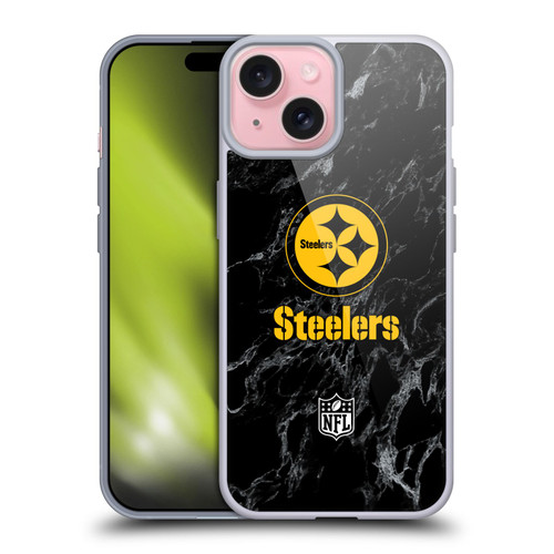 NFL Pittsburgh Steelers Graphics Coloured Marble Soft Gel Case for Apple iPhone 15