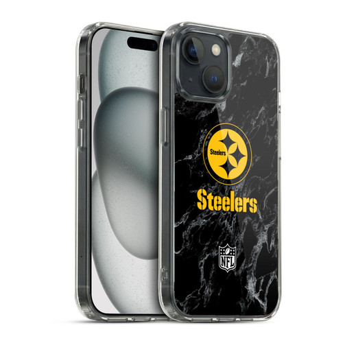 NFL Pittsburgh Steelers Graphics Coloured Marble Soft Gel Case for Apple iPhone 15