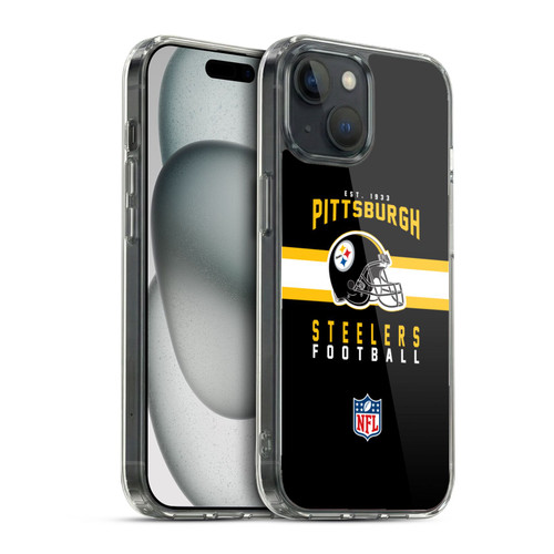 NFL Pittsburgh Steelers Graphics Helmet Typography Soft Gel Case for Apple iPhone 15