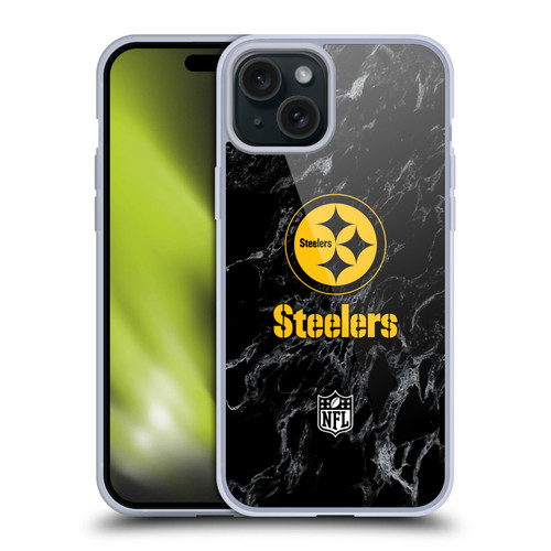 NFL Pittsburgh Steelers Graphics Coloured Marble Soft Gel Case for Apple iPhone 15 Plus
