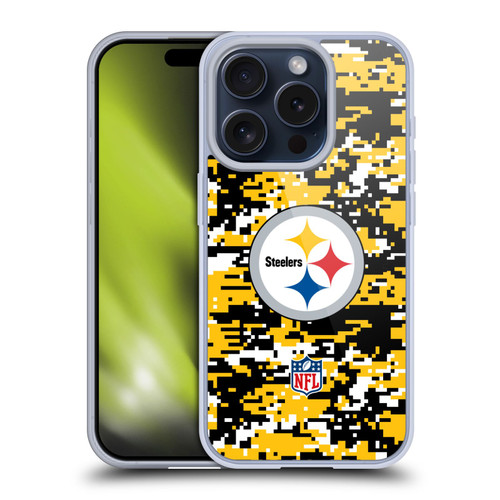 NFL Pittsburgh Steelers Graphics Digital Camouflage Soft Gel Case for Apple iPhone 15 Pro