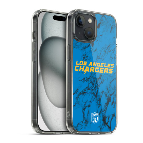 NFL Los Angeles Chargers Graphics Coloured Marble Soft Gel Case for Apple iPhone 15 & MagSafe