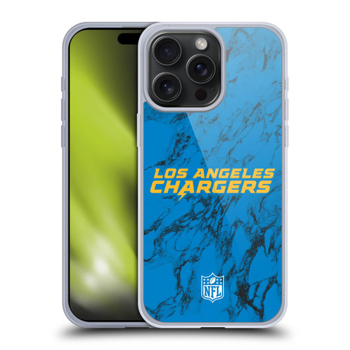 NFL Los Angeles Chargers Graphics Coloured Marble Soft Gel Case for Apple iPhone 15 Pro Max