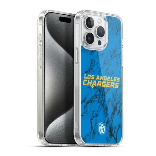 NFL Los Angeles Chargers Graphics Coloured Marble Soft Gel Case for Apple iPhone 15 Pro Max & MagSafe