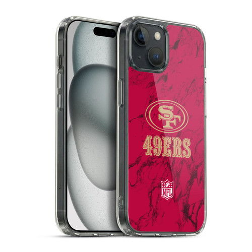 NFL San Francisco 49ers Graphics Coloured Marble Soft Gel Case for Apple iPhone 15 Plus