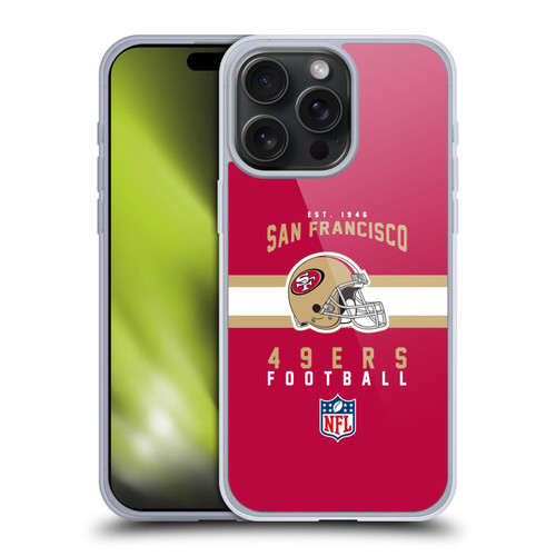 NFL San Francisco 49ers Graphics Helmet Typography Soft Gel Case for Apple iPhone 15 Pro Max