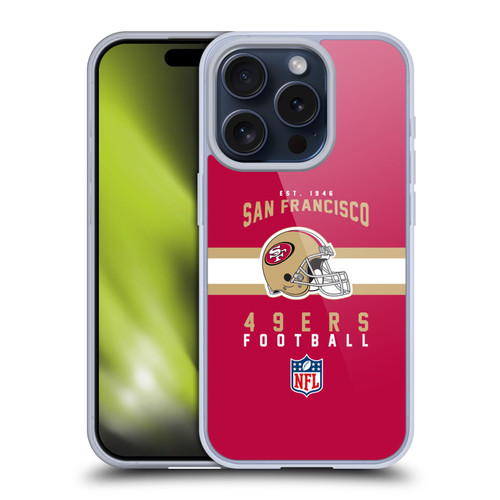 NFL San Francisco 49ers Graphics Helmet Typography Soft Gel Case for Apple iPhone 15 Pro