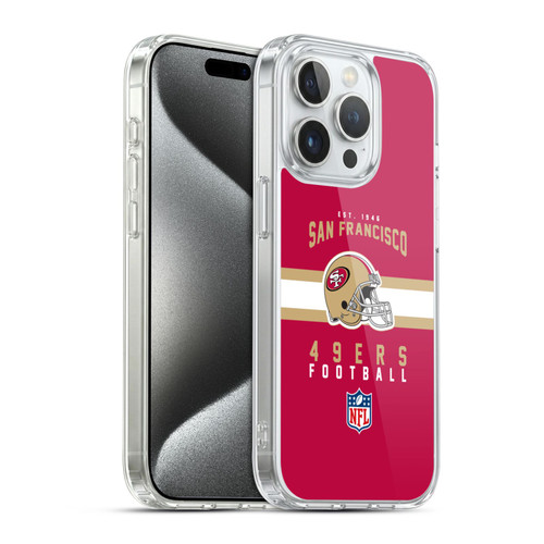 NFL San Francisco 49ers Graphics Helmet Typography Soft Gel Case for Apple iPhone 15 Pro