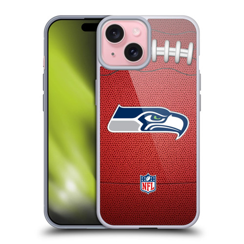 NFL Seattle Seahawks Graphics Football Soft Gel Case for Apple iPhone 15