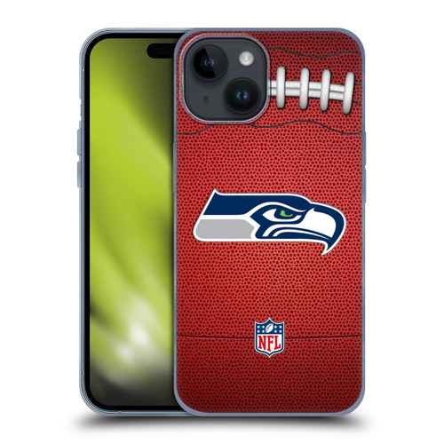 NFL Seattle Seahawks Graphics Football Soft Gel Case for Apple iPhone 15