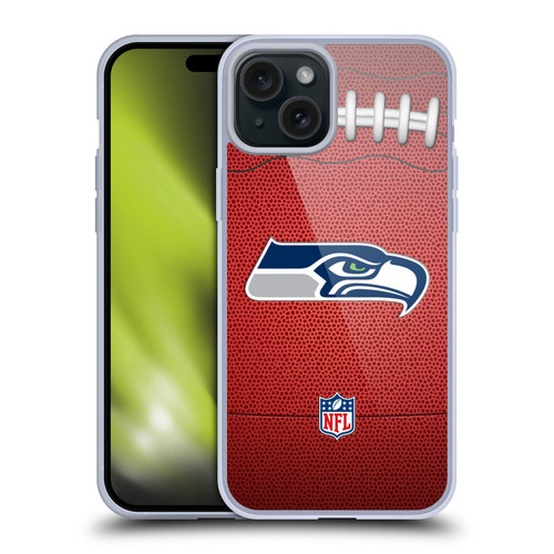 NFL Seattle Seahawks Graphics Football Soft Gel Case for Apple iPhone 15 Plus