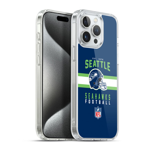 NFL Seattle Seahawks Graphics Helmet Typography Soft Gel Case for Apple iPhone 15 Pro Max