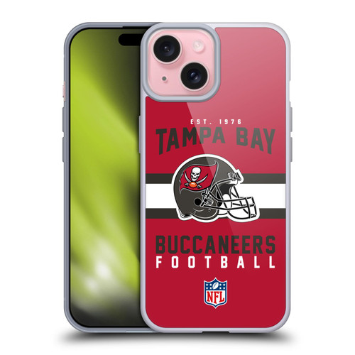 NFL Tampa Bay Buccaneers Graphics Helmet Typography Soft Gel Case for Apple iPhone 15