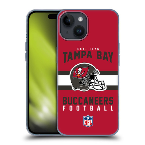 NFL Tampa Bay Buccaneers Graphics Helmet Typography Soft Gel Case for Apple iPhone 15