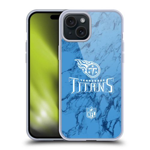 NFL Tennessee Titans Graphics Coloured Marble Soft Gel Case for Apple iPhone 15 Plus