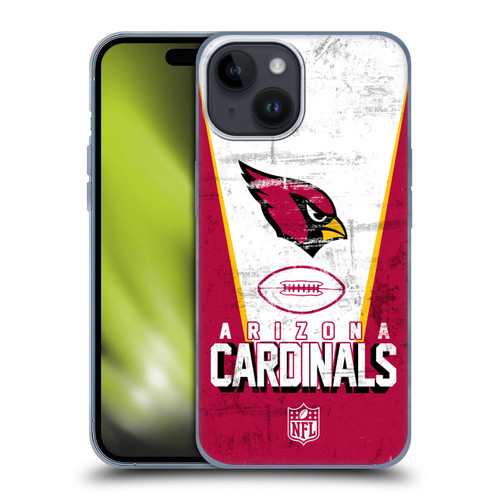 NFL Arizona Cardinals Logo Art Banner Soft Gel Case for Apple iPhone 15