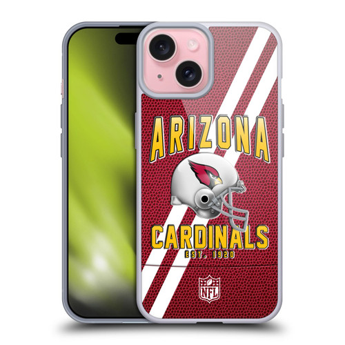 NFL Arizona Cardinals Logo Art Football Stripes Soft Gel Case for Apple iPhone 15