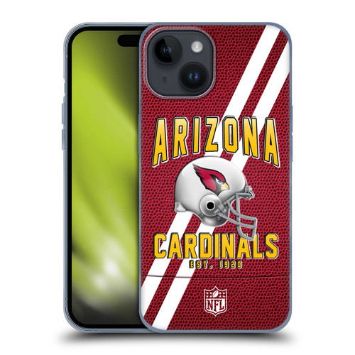 NFL Arizona Cardinals Logo Art Football Stripes Soft Gel Case for Apple iPhone 15