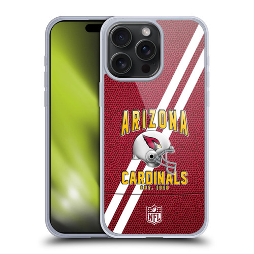 NFL Arizona Cardinals Logo Art Football Stripes Soft Gel Case for Apple iPhone 15 Pro Max