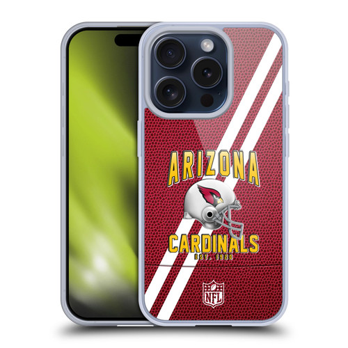 NFL Arizona Cardinals Logo Art Football Stripes Soft Gel Case for Apple iPhone 15 Pro