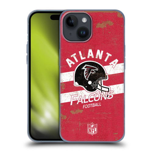 NFL Atlanta Falcons Logo Art Helmet Distressed Soft Gel Case for Apple iPhone 15