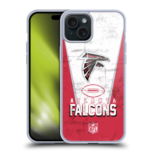 NFL Atlanta Falcons Logo Art Banner Soft Gel Case for Apple iPhone 15 Plus