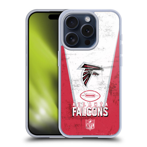 NFL Atlanta Falcons Logo Art Banner Soft Gel Case for Apple iPhone 15 Pro