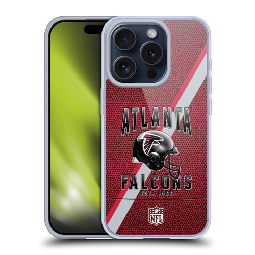 NFL Atlanta Falcons Logo Art Football Stripes Soft Gel Case for Apple iPhone 15 Pro