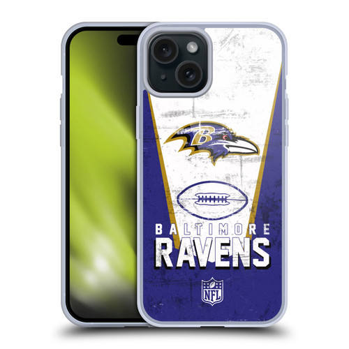 NFL Baltimore Ravens Logo Art Banner Soft Gel Case for Apple iPhone 15 Plus