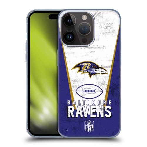 NFL Baltimore Ravens Logo Art Banner Soft Gel Case for Apple iPhone 15 Pro