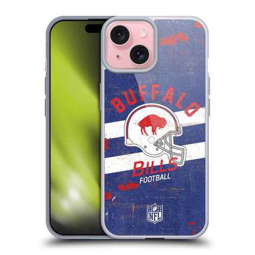 NFL Buffalo Bills Logo Art Helmet Distressed Soft Gel Case for Apple iPhone 15