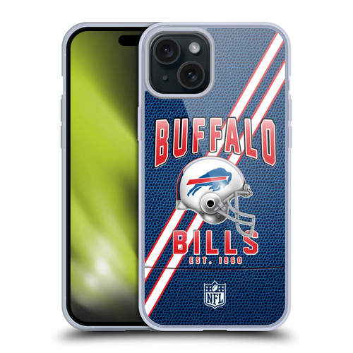 NFL Buffalo Bills Logo Art Football Stripes Soft Gel Case for Apple iPhone 15 Plus