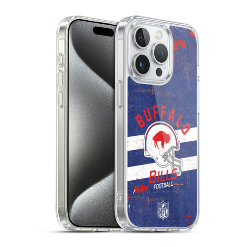 NFL Buffalo Bills Logo Art Helmet Distressed Soft Gel Case for Apple iPhone 15 Pro & MagSafe