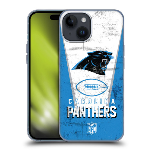 NFL Carolina Panthers Logo Art Banner Soft Gel Case for Apple iPhone 15