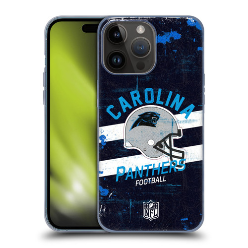 NFL Carolina Panthers Logo Art Helmet Distressed Soft Gel Case for Apple iPhone 15 Pro Max