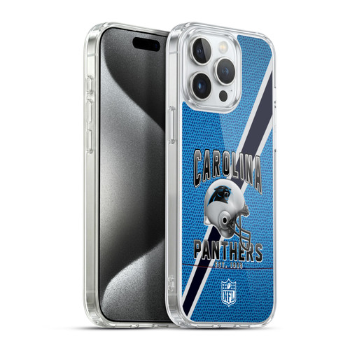 NFL Carolina Panthers Logo Art Football Stripes Soft Gel Case for Apple iPhone 15 Pro Max & MagSafe