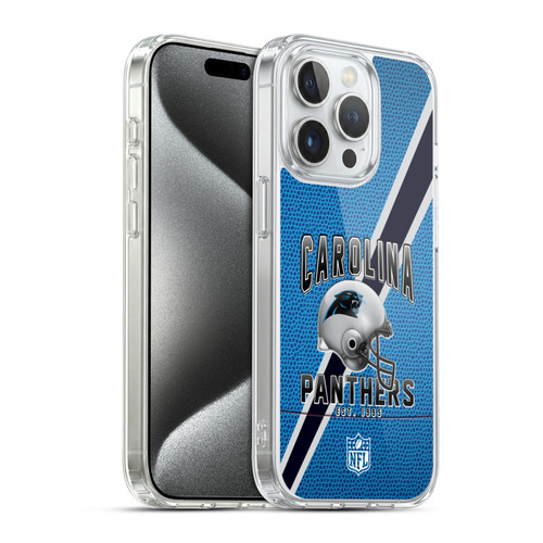 NFL Carolina Panthers Logo Art Football Stripes Soft Gel Case for Apple iPhone 15 Pro & MagSafe