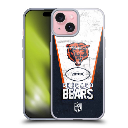 NFL Chicago Bears Logo Art Banner Soft Gel Case for Apple iPhone 15
