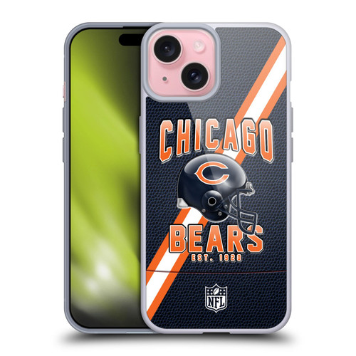 NFL Chicago Bears Logo Art Football Stripes Soft Gel Case for Apple iPhone 15