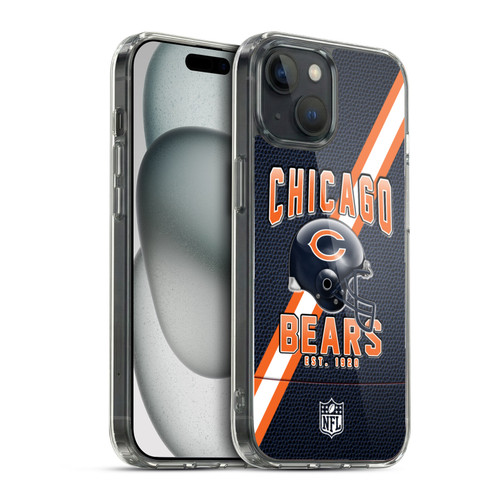 NFL Chicago Bears Logo Art Football Stripes Soft Gel Case for Apple iPhone 15 & MagSafe