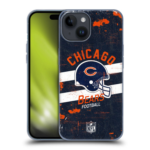 NFL Chicago Bears Logo Art Helmet Distressed Soft Gel Case for Apple iPhone 15