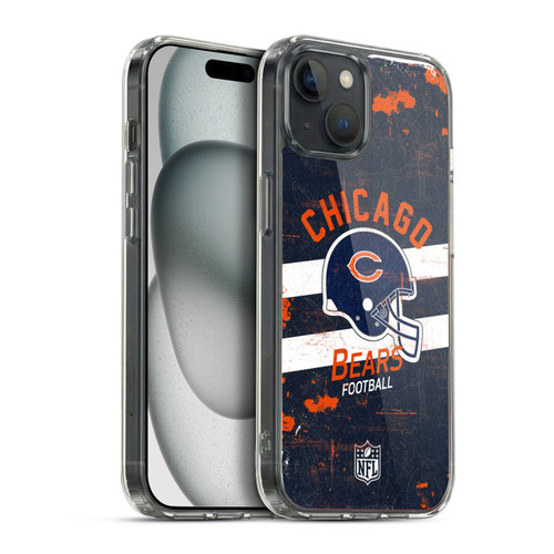 NFL Chicago Bears Logo Art Helmet Distressed Soft Gel Case for Apple iPhone 15 Plus & MagSafe