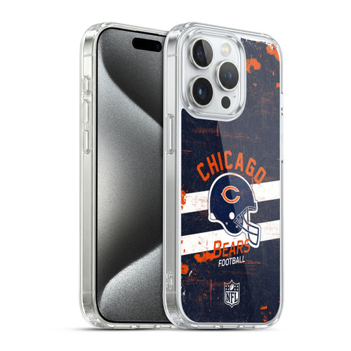 NFL Chicago Bears Logo Art Helmet Distressed Soft Gel Case for Apple iPhone 15 Pro & MagSafe