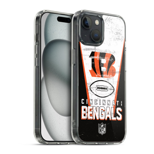 NFL Cincinnati Bengals Logo Art Banner Soft Gel Case for Apple iPhone 15 & MagSafe