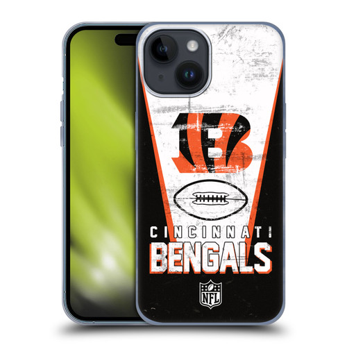 NFL Cincinnati Bengals Logo Art Banner Soft Gel Case for Apple iPhone 15