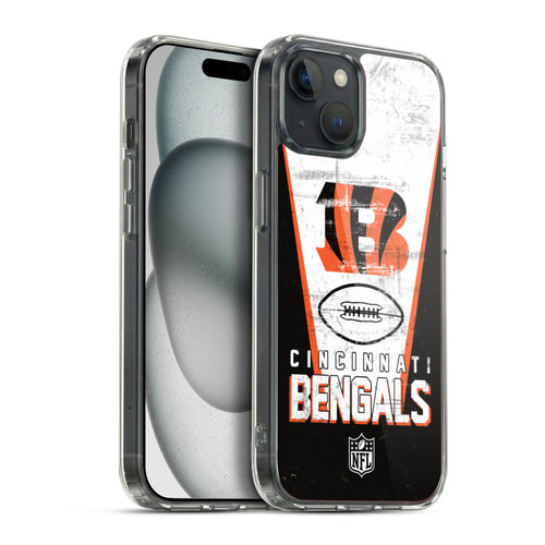 NFL Cincinnati Bengals Logo Art Banner Soft Gel Case for Apple iPhone 15 Plus & MagSafe