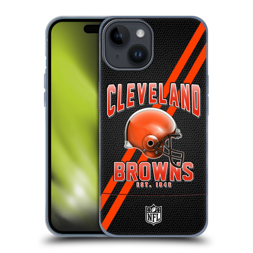 NFL Cleveland Browns Logo Art Football Stripes Soft Gel Case for Apple iPhone 15