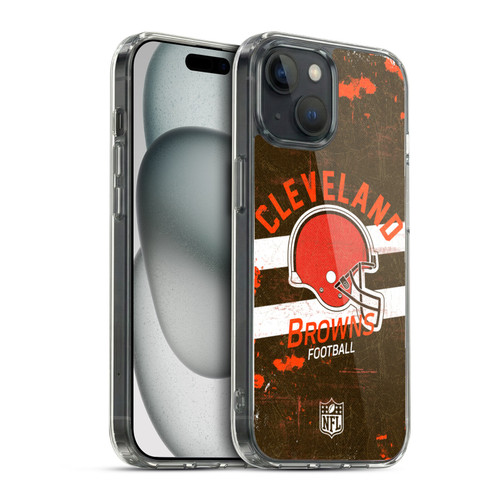 NFL Cleveland Browns Logo Art Helmet Distressed Soft Gel Case for Apple iPhone 15 & MagSafe